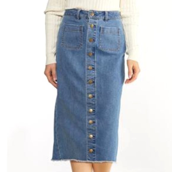 plus denim midi skirt